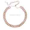 Promotion New Fashion Rose Gold Sparking Bling Diamond Charm Choker Micro Pave CZ Adjustable Cuban Link Chain Hip Wedding Gift