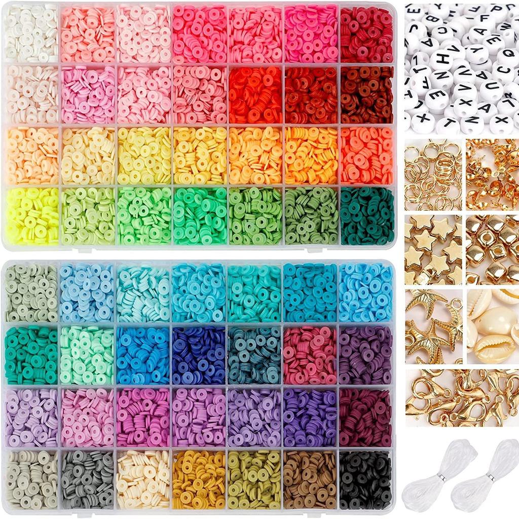 48-Color Soft Pottery Sheet Letter Bead Kit 6Mm Clay Bead Diy Jewelry Accessories Handmade Bracelet Beaded Material