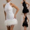 New European American Women's Sexy Sleeveless Slim Fit Shiny Sequin Plush Dress Party Gown