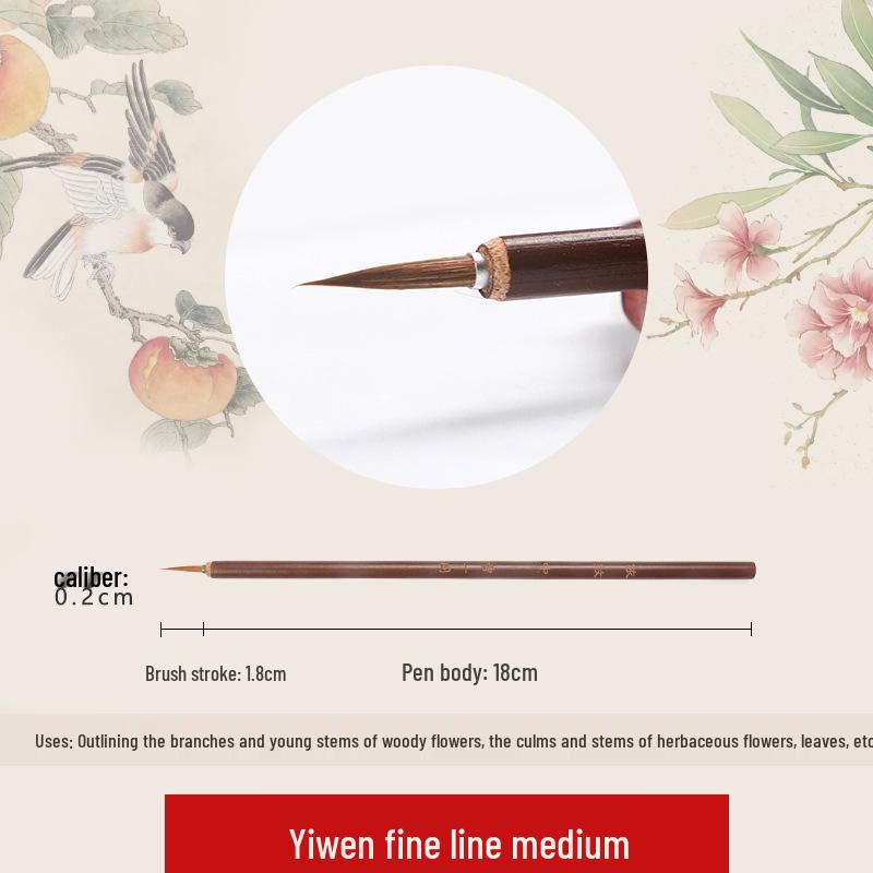 Wolf Hair Gongbi Outline Brush Set for Chinese Painting and Calligraphy - Flower & Bird Detailing Pen