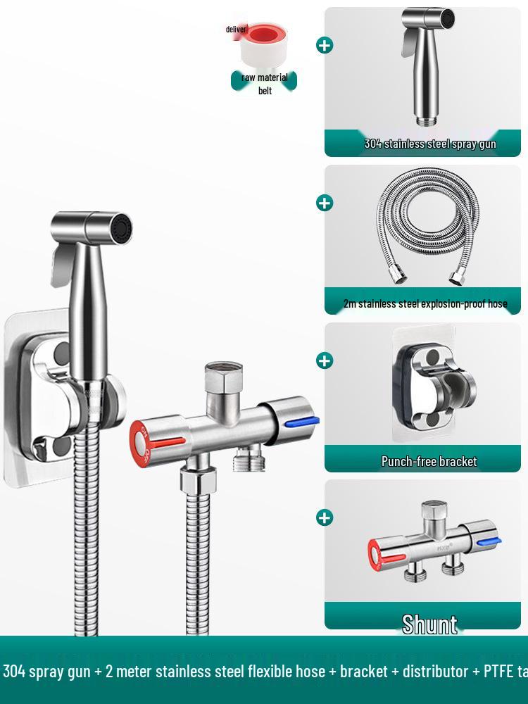 German Bidet Spray Gun Set: Toilet Faucet, Butt Washer, Shower Head & Water Booster Nozzle