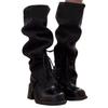 Niche design fashionable long boots summer new retro Spice Girls stacking boots thick heel thin locomotive boots