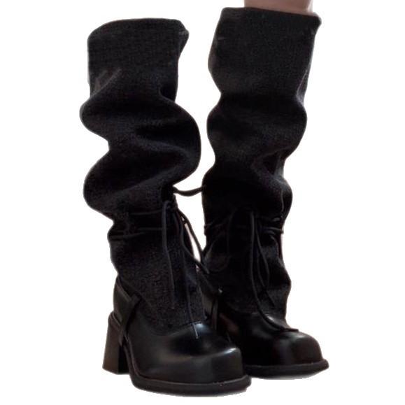 Niche design fashionable long boots summer new retro Spice Girls stacking boots thick heel thin locomotive boots