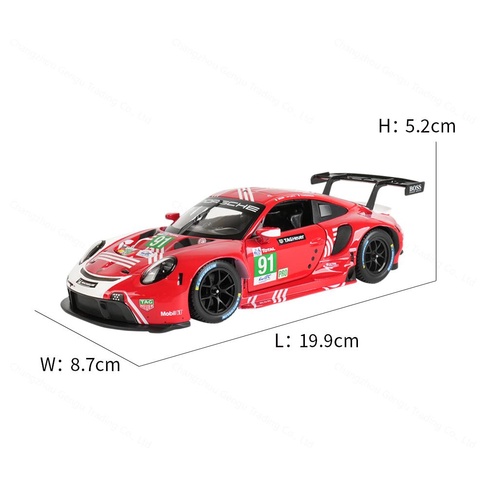 Bburago 1:24 Porsche 911 RSR LM 2020 Racing Die Dasting Alloy Car Model Art Deco Collection Toy Gift Factory Authorization