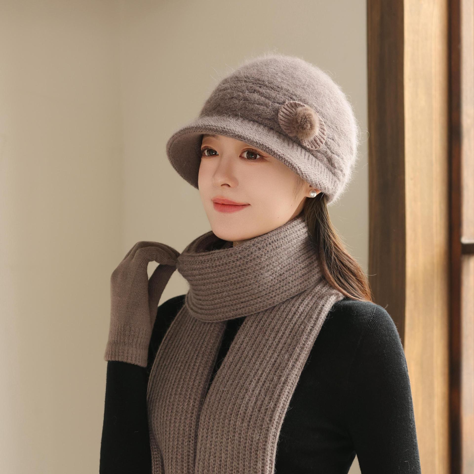 

Плюшевая шапка Женская новая теплая шерстяная шапка Зимняя для среднего и пожилого возраста Бабушка Мама Пожилая Хлопковая шапка one size