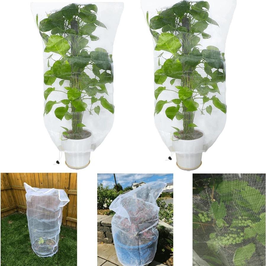 Sacchetto Rete con Coulisse per Piante da Giardino Protezione Insetti Copertura Rete Orto Frutta Controllo Parassiti Piante Rete Protettiva Anti-Uccelli