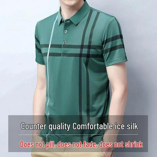 Men's Fleece-Lined Two-Piece Shirt Collar Sweater for Middle-Aged & Elderly