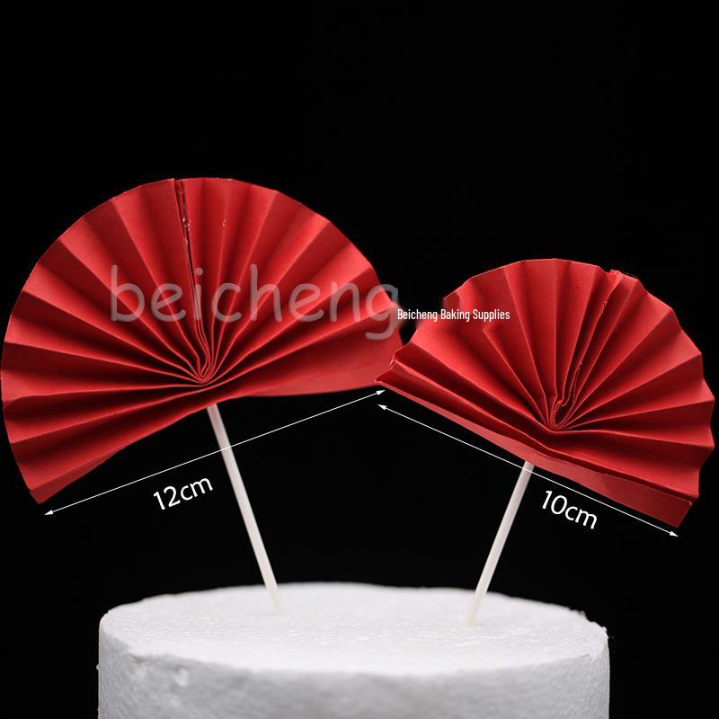 Longevity God Grandma Birthday Cake Topper with Plum Blossom Fan