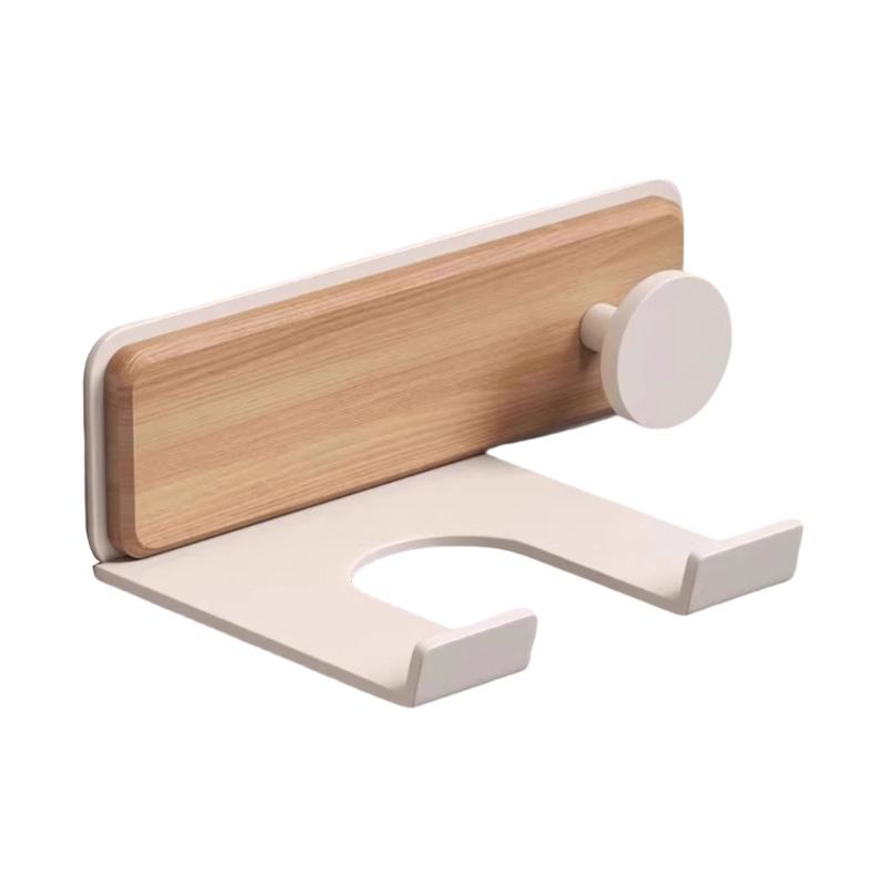 

Подставка для фена для волос для ванной комнаты, настенный держатель для фена, органайзер для парикмахерских инструментов, полка из массива дерева для фена