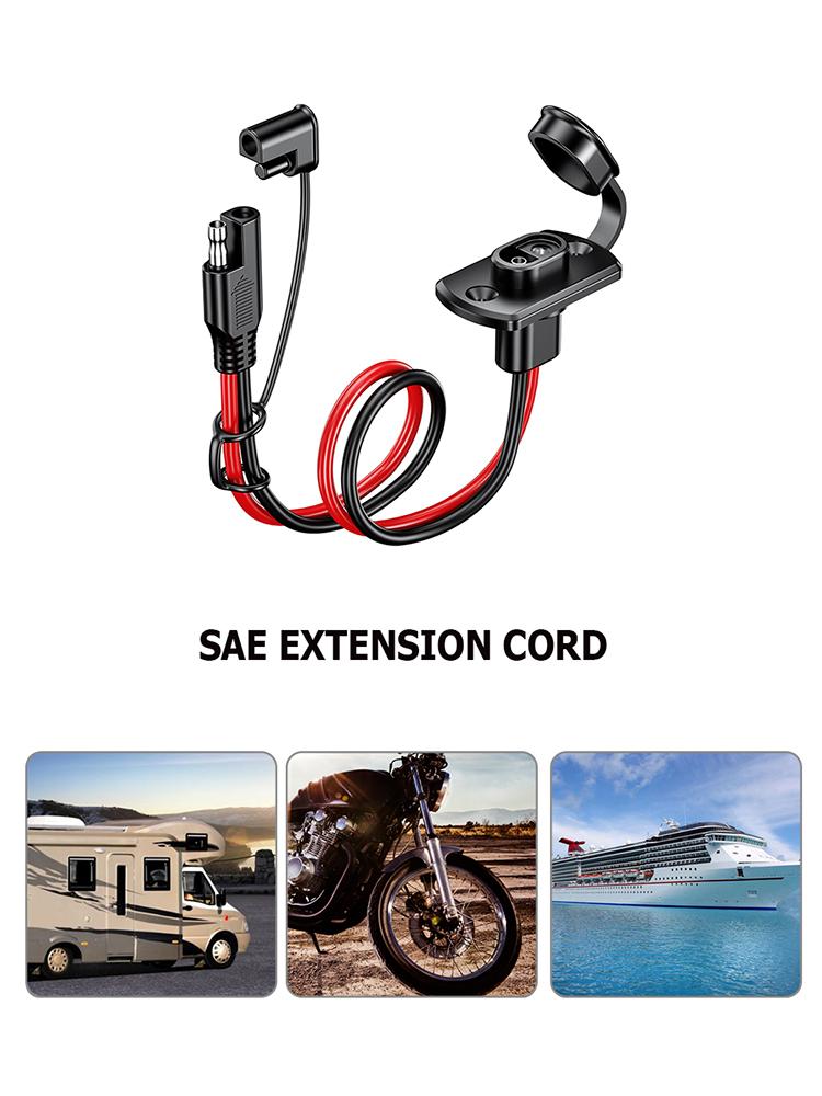 12AWG 30CM SAE Quick Connector Harness Waterproof SAE Extension Cord Female Power Wire Connector Harness for Solar Panel Charger