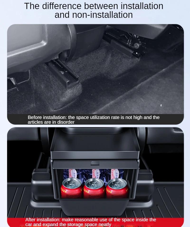 Rear Seat Floor Storage Box For Tesla Model Y 2017-2025 Rear Seat Storage Box Trash Tray Middle Storage Car Interior Accessories