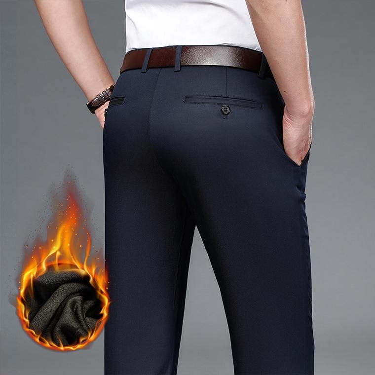 Thickened Winter Trousers: Casual Dress Pants for Middle-Aged Men
