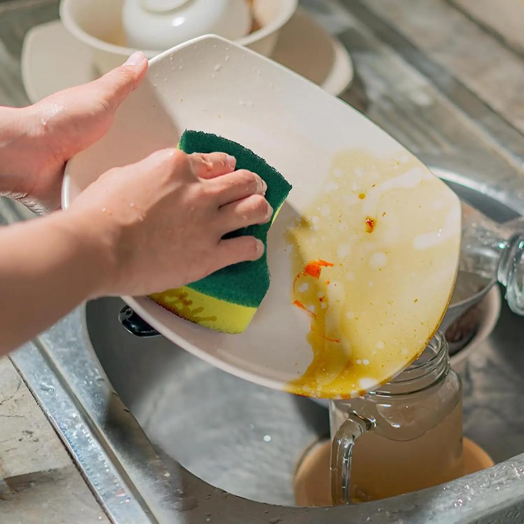 50/10Pcs Kitchen Dishwashing Sponge Soft Absorbent Clean Rub Pot Rust Scouring Pad Removing Kits Household Cleaning Brush Sponge