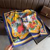 New Summer Lemon Print 70Cm Square Beach Silk Scarf Casual Elegant Thin Breathable Neck Women Head Wrap Hair Scarves Shawl