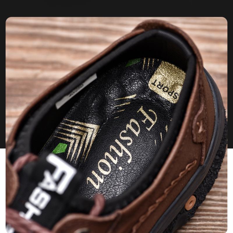 Sapatos masculinos de couro genuíno para caminhada, calçados casuais para atividades ao ar livre
