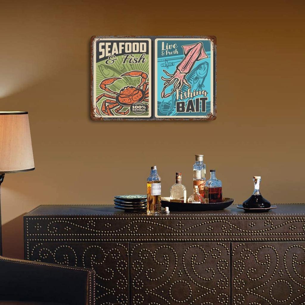 1-Pack Aged Wall Decoration Metal Sign, 20×30cm and 30×40cm, Distressed Finish for Dining Area, Cafe or Lounge