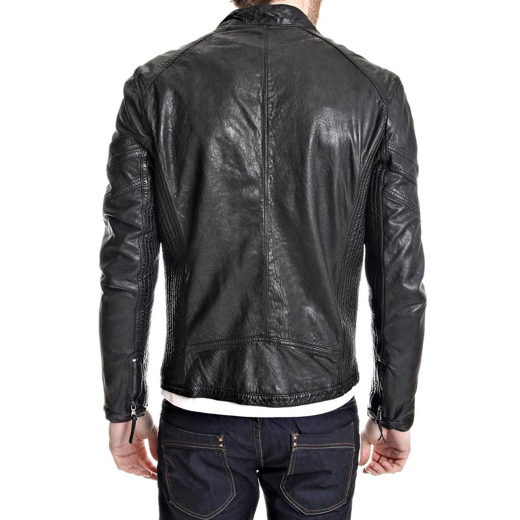 SKINOUTFIT Men's Genuine Lambskin Black Leather Jacket Stylish Motorcycle Bomber Biker Outerwear MJ 177