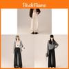 Winter Wool Cashmere Blend High Waist Wide Leg Pants For Women With Pockets And Drawstring