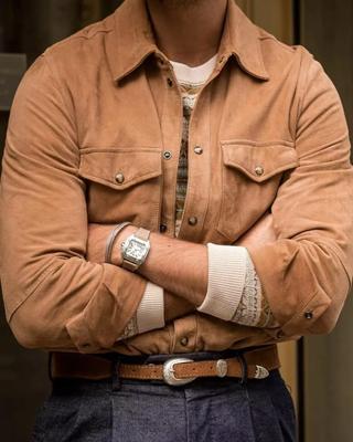 Trendy Herren Lederhemden im hellbraunen Stil aus echtem Leder für Freizeit und Partys
