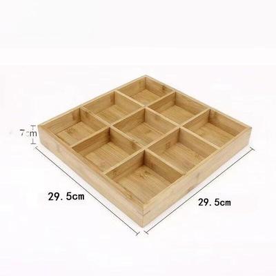 Plateau de service carré en bois à 9 compartiments Ningzhao