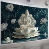 1pc Elegant Pearl Lotus Buddha Tapestry - Polyester Fabric, Machine Washable, Suitable for Living Room, Bedroom, Office