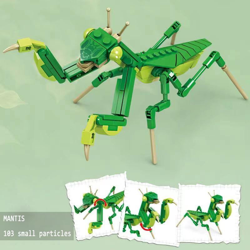 Insect and Bug Building Blocks Toys Beetle Mantis Bee Snail Block Insects Set for Children's Brain Game Puzzle Toy Animals Gift