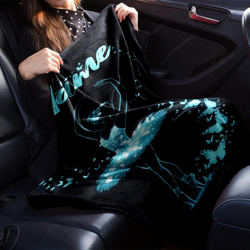 Custom Name Ballet Theme Printed Blanket - Perfect for Couch, Bed, Travel & Outdoor Use | Machine Washable, Cozy & Durable.