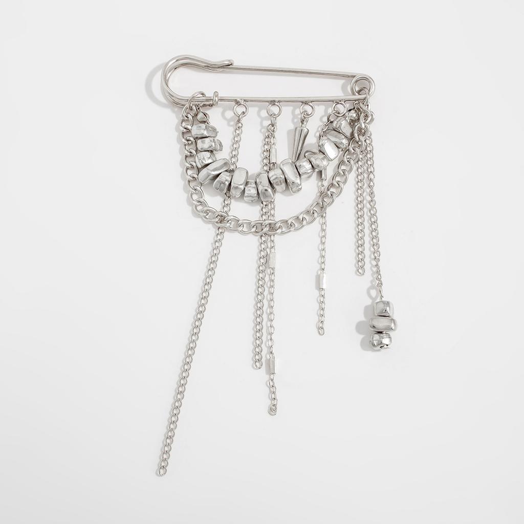 Metal Chain Fringed Pin Brooch, Design Gravel Rivet Pants Anklet Chain Shortened Decoration