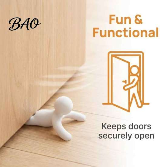 Noise Reduction Door Cushion 2Pcs Funny Little Guy Stopper, 3D Printed Decorative Cute Figure Stop, Novelty Human Shaped Wedge, Fun Home Decor