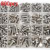 800pcs/Stainless Steel Hex Bolts, Screws, Nuts, Springs, Washers, J Nut Set, M3 M4 M5 M6 Machine Screws, Repair Tool Set