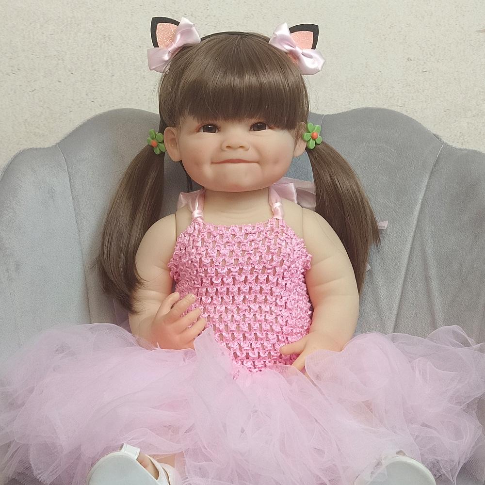 

22-дюймовая кукла для девочки с милой улыбкой Raya, 55 см, полностью виниловая кукла-симулятор возрождения тела, настоящая кукла для новорожденных Reborn Bonecas Menina Muneca Renacida 55cm