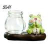 Glass Hydroponic Vase Set Leisure Fishing Frog/Cat/Panda/Bear Statue Ornaments, Clear Mini Vases Miniature Decorative Figurines for Tea Tables