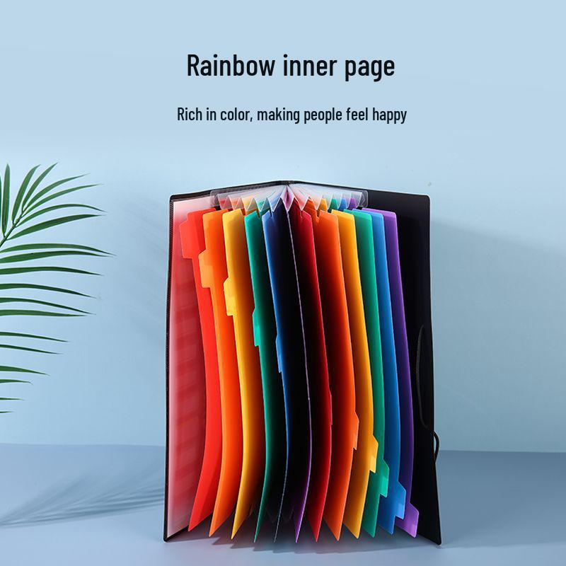 Rainbow 12-Page Accordion File Folder with String Closure - New Office Document Organizer