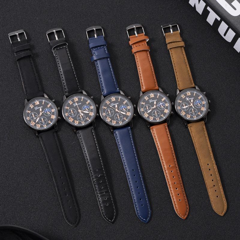 Black Steel Strap Watch Stainless Steel Strap Men's Thin Fashion Geneva Men's Watch Business