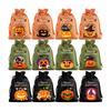 12Pcs Halloween Pumpkin Burlap Gift Bags Small Drawstring Goodie Treat Bag Halloween Linen Jute Candy Bag for Kids Trick or Treat Party Supplies