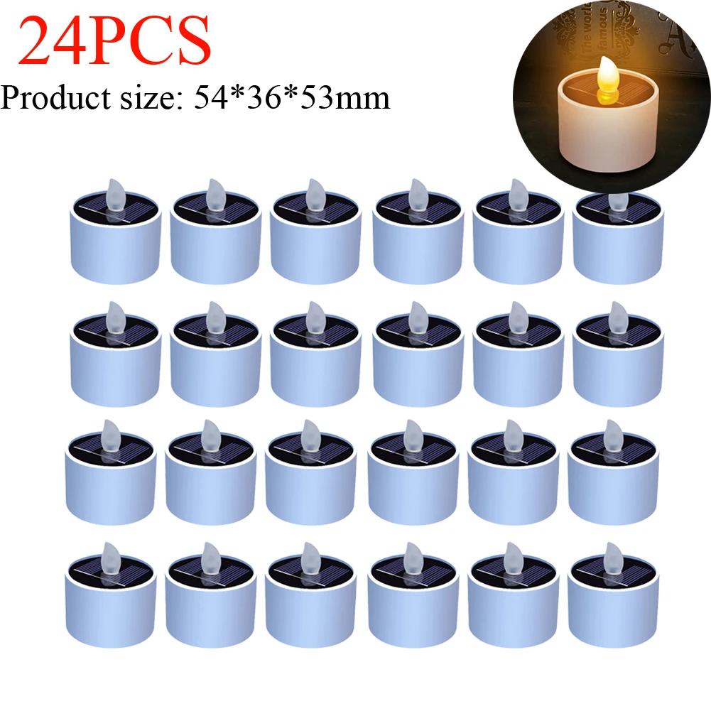 30pcs Solar Tea Light Led Candles Flameless Outdoor Waterproof Solar Tea Lights Rechargeable Candles for Party Garden Home Decor