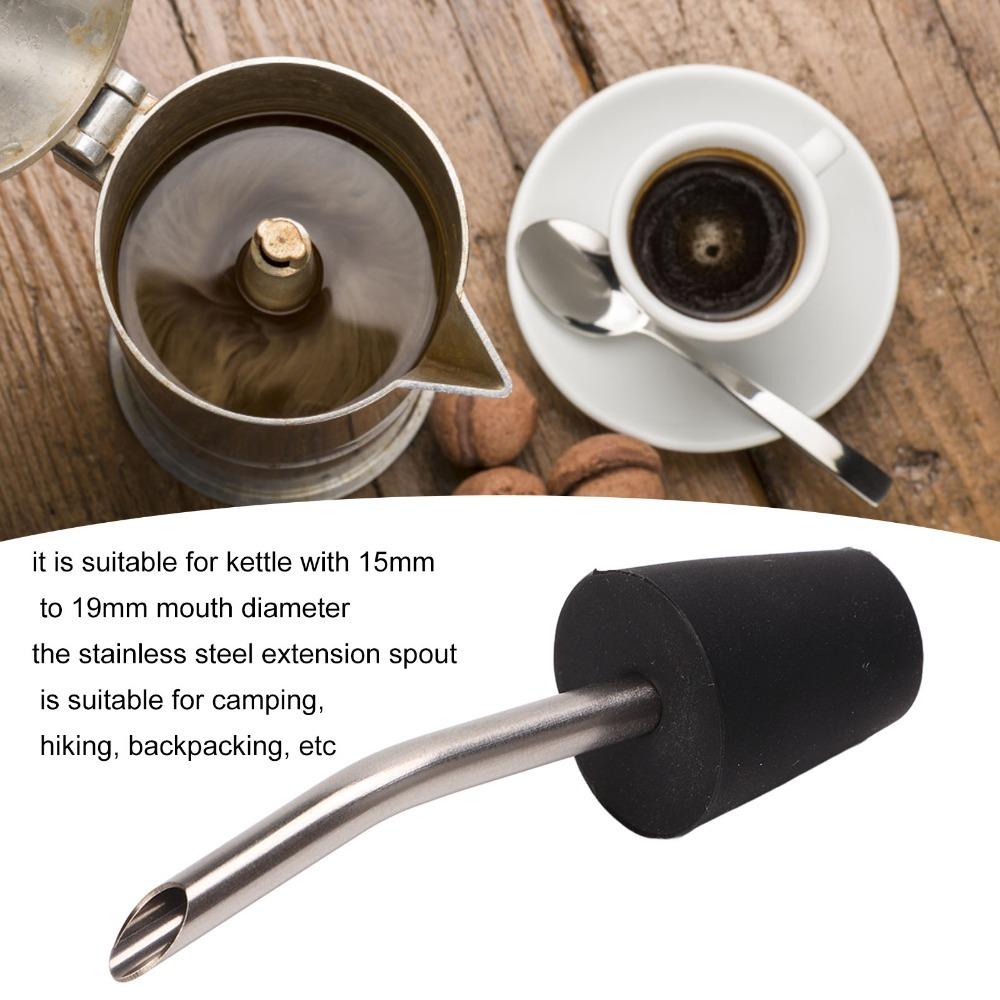 

Portable Teapot Extension Spout Stainless Steel, Silicone Pourer Spout Backpacking чорний