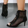 Sandaler Hul Maske Hæler Damesko Sommer Trend Svarte Snøresko Sexy Peep Toe Støvletter Stiletter Jazzdans Damesko