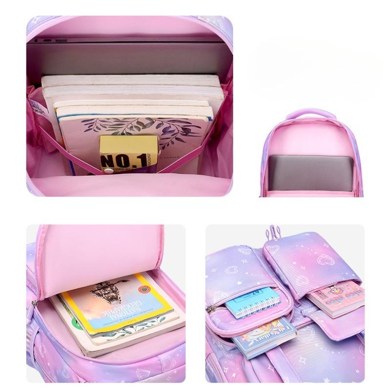 New Pink Princess Primary School Student Backpack, Children's Backpack, Lightweight and Large Capacity Middle School Student Backpack for Girls