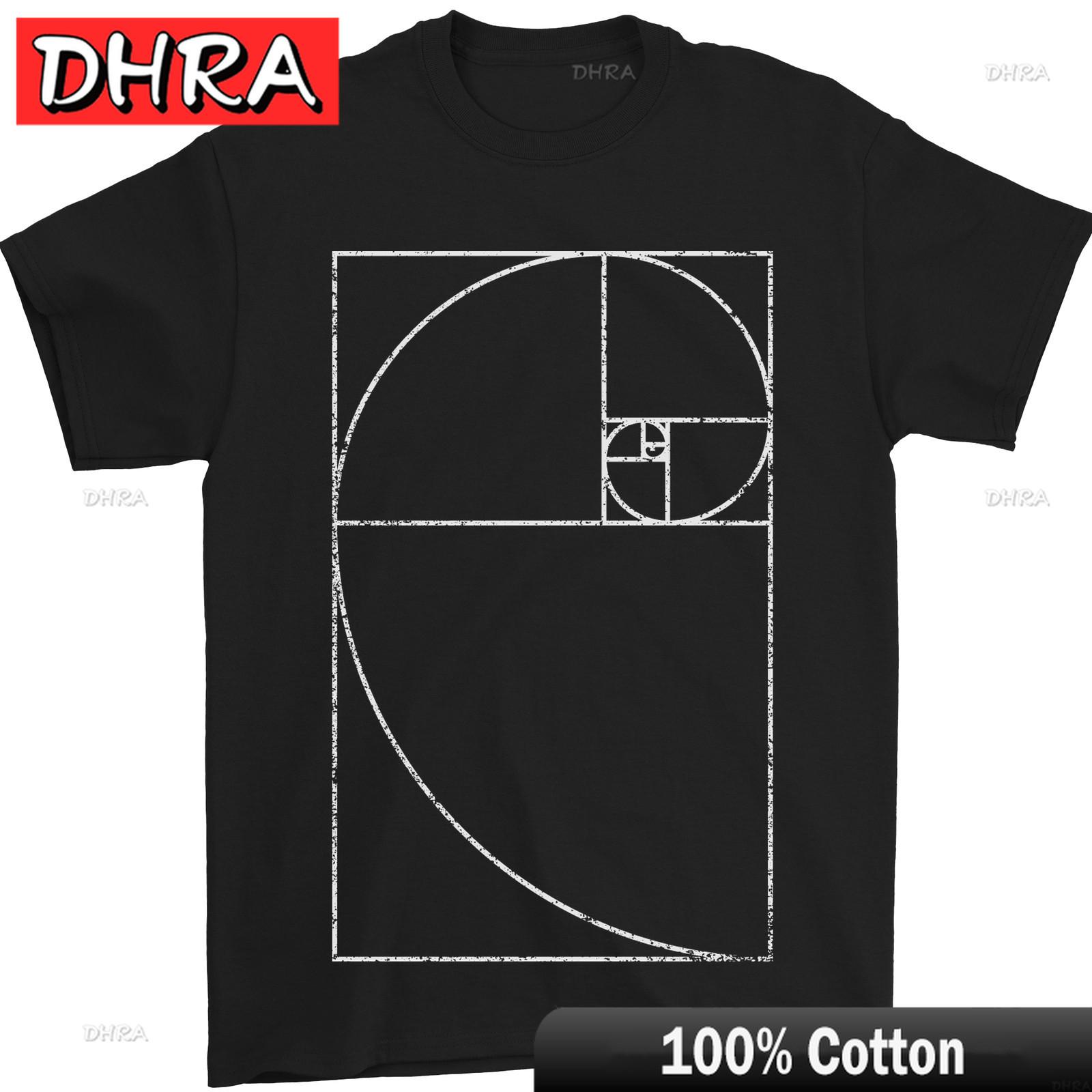 Fibonacci Spiral Golden Geometry Maths Unisexs TShirt 100 Cotton Featuring Funny Printed Tee Loose Vintage Street Fashion S