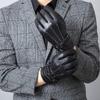 Leather Gloves for Men Sheepskin Fashionable Commuting  Outdoor Cycling Warm Finger Split Gloves