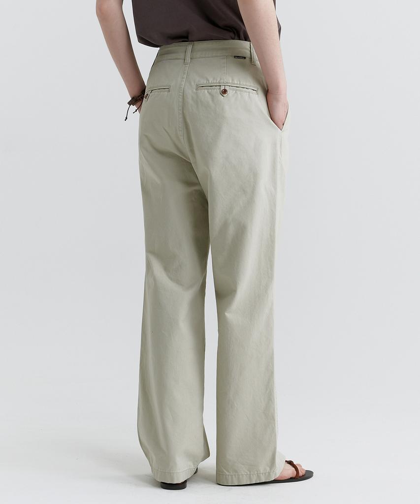 MAGOODGAN Serin 4611 Pigment One-Pleat Flare Wide Fit Stone Chino Pants