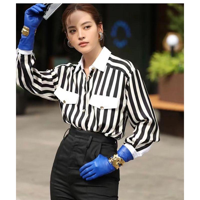 

Свободная рубашка Retro black and white Elegant shirt L