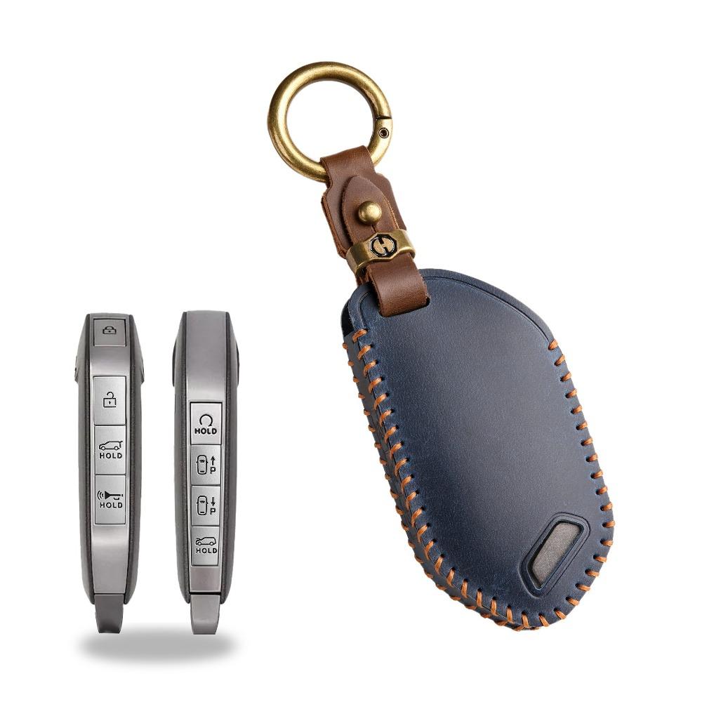 Genuine Leather Key Cover for KIA 2024 Model Car Keys Protective Case Keychain Accessories