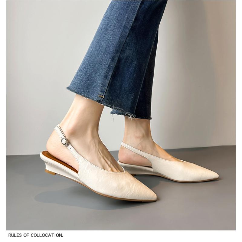 Pesstwei Women Pumps Elegant Buckle Strap Pointed Toe Low Heels Party Dress Ladies Sandals Summer Spring Mule Shoes