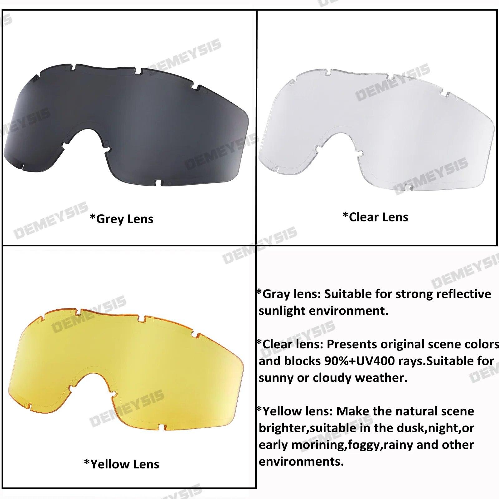 Lunettes Tactiques Militaires Outdoor Avec 3 Lentilles - Airsoft Paintball CS Wargame, Coupe-Vent, Vision Nocturne, Équitation & Cyclisme
