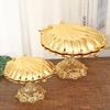 Elegant Tall-Legged Wrought Iron Fruit Bowl with Creative Shell Design for Home Decor In European Retro Style