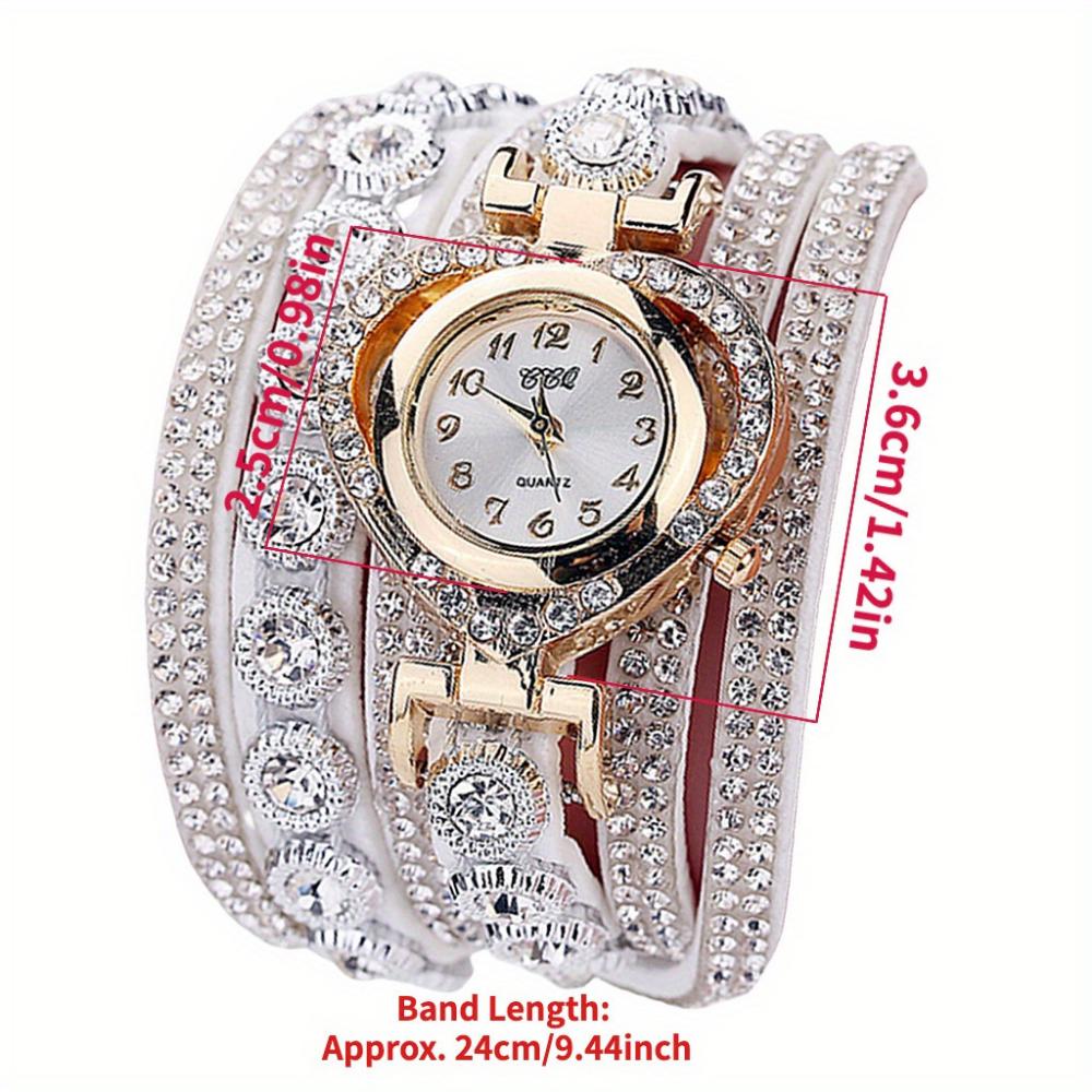 Luxury Rhinestone Bracelet Watch, Women's Multi-layer Analog Watch, Christmas and New Year Gifts