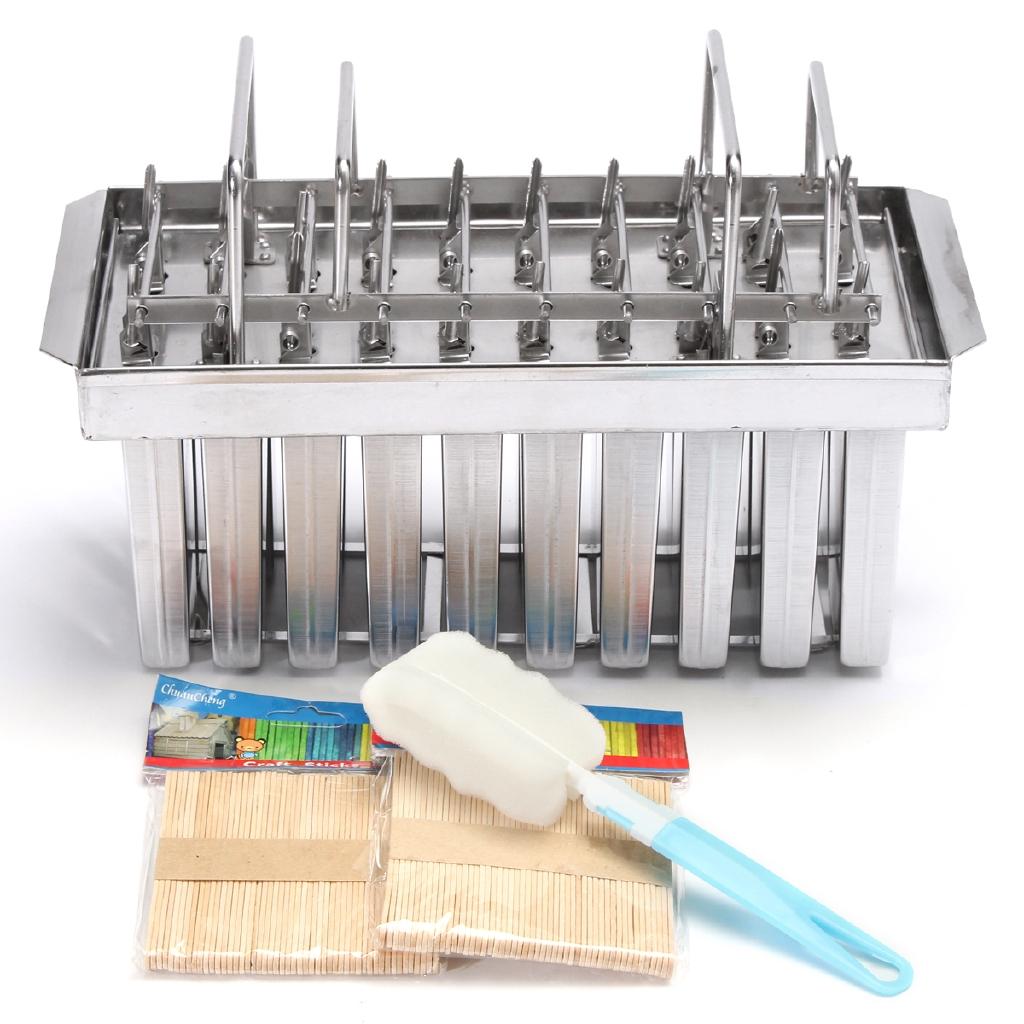 20Pcs Ice Lolly Popsicles Mould Stick Holder Home Kitchen Shop Ice Cream Maker Large Stainless Steel Ice Pop Molds Machine