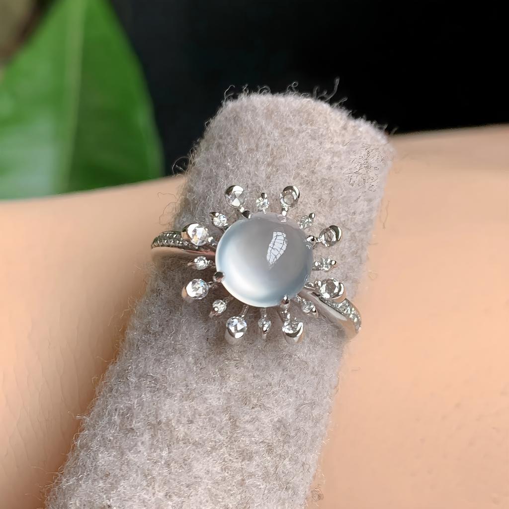 PANJBJ Anello Geometrico in Argento Sterling 925 con Giada di Hotan per Donna Ragazza Regolabile Gioielli Delicati Retrò Regalo di Compleanno Dropshipping